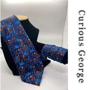 CURIOUS GEORGE-Umbrellas Dark Blue Tie-100%polyester-good condition